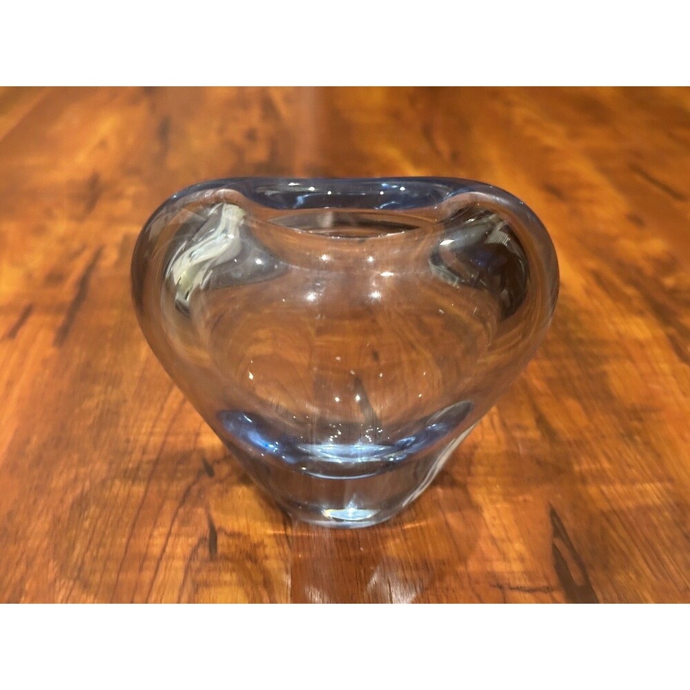 Holmegaard Danish Per Lutken Blue Heart Akva Glass Signed & Dated Minuet Vase